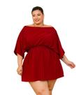 Vestido Plus Size Decote Canoa Mangas Largas 0683 - Vestido Plus Size Decote Canoa Mangas Largas 0683 -