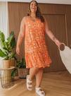 Vestido Plus Size Estampa Floral Laranja