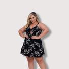 Vestido Plus Size Estampado Rodado Alça Elastec Cintira 0594 Vestido Plus Size Estampado Rodado Alça Elastec Cintira 0594
