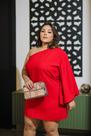 Vestido Plus Size Feminino Curto Moda Plus Size Jovial manga única godê Vestido Plus Size Feminino Curto Moda Plus Size Jovial manga única godê