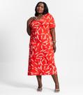 Vestido Plus Size Feminino Midi Estampado Decote V em Malha Viscose Secret Vestido Plus Size Feminino Midi Estampado Decote V em Malha Viscose Secret