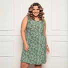 Vestido Plus Size Gola Franzida Feminino Estampado Tamanho Único