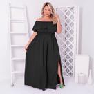 Vestido Plus Size Longo Com Fenda Lateral Moda Feminina Plus Size Roupas Femininas