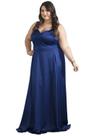 Vestido Plus Size Longo Marinho Alças