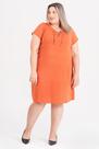 Vestido Plus Size Malha de Viscose c/ Elastano Detalhe Decote c/ Ilhós e Amarração - Serena