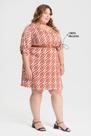 Vestido Plus Size Malha Fria Sublimado Mangas Alongas Decote V - Serena