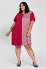 Vestido Plus Size Malha Viscose c/ Suede Listrado Sublimado - Serena Vestido Plus Size Malha Viscose c/ Suede Listrado Sublimado - Serena