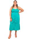 Vestido Plus Size Midi Turquesa Jeans Liocel Macio, EXG, Cambos Jeans