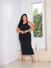 Vestido Plus Size Regata Fenda na Perna Malha Fria Cor:PretoTamanho:G