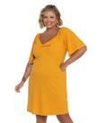 Vestido Plus Size Ribana Canelado Amarelo Secret com Lurex Vestido Plus Size Ribana Canelado Amarelo Secret com Lurex