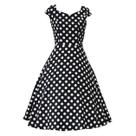 Vestido Poá Feminino Midi Godê De Bolinha Preto