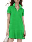 Vestido polo com gola Flygo, manga curta, babados, verde, XS, feminino