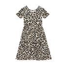 Vestido Posh Peanut Lana Leopard Twirl de manga curta de 5 a 6 anos