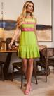 Vestido Pregas Duas Cores Cora Canela - Lima