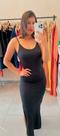Vestido preto canelado com bojo Vestido preto canelado com bojo