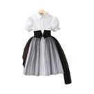 Vestido Preto E Branco De Verão Para Meninas De 8 a 12 Anos, Manga Curta, Moda Simples Para Festas