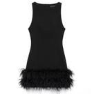 Vestido Preto Sem Mangas Com Plumas Para Mulheres, Ajuste Slim, Vestido Curto Sexy De Spandex, Vestido Preto Sem Mangas Com Plumas Para Mulheres, Ajuste Slim, Vestido Curto Sexy De Spandex,