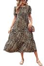 Vestido PRETTYGARDEN 2025 Boho Floral Midi com Mangas Bufantes M