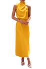 Vestido PRETTYGARDEN 2025 de Verano, Maxi sin Mangas de Satén Amarillo, Talla M