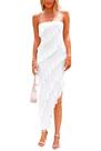 Vestido PRETTYGARDEN 2025 Longo Branco sem alça com Babados XL Vestido PRETTYGARDEN 2025 Longo Branco sem alça com Babados XL