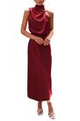 Vestido PRETTYGARDEN 2025 Maxi Sem Mangas Gola Alta Vinho Escuro P