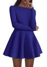 Vestido PRETTYGARDEN 2025 Outono Manga Longa Mini A Linha Azul G