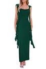 Vestido PRETTYGARDEN 2025 sin mangas con volantes maxi verde oscuro XL