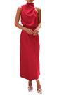 Vestido PRETTYGARDEN 2025 sin mangas de satén con cuello simulado talla L grande Vestido PRETTYGARDEN 2025 sin mangas de satén con cuello simulado talla L grande