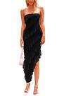 Vestido PRETTYGARDEN 2025 Strapless Largo con Volantes Negro M