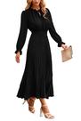 Vestido PRETTYGARDEN 2025 Swiss Dot Plissado A-Line Preto G Vestido PRETTYGARDEN 2025 Swiss Dot Plissado A-Line Preto G