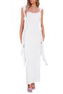 Vestido PRETTYGARDEN 2025 Verano Maxi Largo Sin Mangas con Volantes Talla L Vestido PRETTYGARDEN 2025 Verano Maxi Largo Sin Mangas con Volantes Talla L