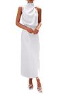 Vestido PRETTYGARDEN 2025 Verano Maxi sin mangas de satén blanco XL