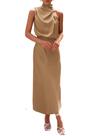 Vestido PRETTYGARDEN 2025 Verão Maxi de Cetim Sem Mangas XXL