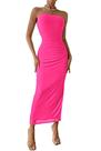 Vestido PRETTYGARDEN Bodycon Longo com Fenda Vermelho Rosa XL