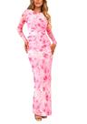 Vestido PRETTYGARDEN Bodycon Maxi Floral Manga Longa Rosa XL Vestido PRETTYGARDEN Bodycon Maxi Floral Manga Longa Rosa XL