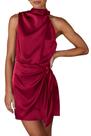 Vestido PRETTYGARDEN de Cetim Sem Mangas com Gola Alta e Amarração na Cintura XXL