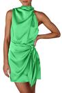 Vestido PRETTYGARDEN de Cetim Sem Mangas com Gola Alta e Cinto na Cintura M Vestido PRETTYGARDEN de Cetim Sem Mangas com Gola Alta e Cinto na Cintura M