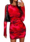 Vestido PRETTYGARDEN Feminino Manga Longa Mini Outono 2025 Floral Vermelho Vestido PRETTYGARDEN Feminino Manga Longa Mini Outono 2025 Floral Vermelho