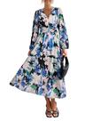 Vestido PRETTYGARDEN Floral Preto e Azul XX-GG