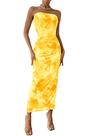 Vestido PRETTYGARDEN Longo Floral Amarelo sem alça Tamanho L - Grande