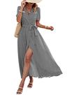 Vestido PRETTYGARDEN Maxi Envelope Poá Preto e Branco Decote V