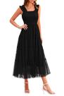 Vestido PRETTYGARDEN Midi de Tule Sem Mangas com Lastex Preto M Vestido PRETTYGARDEN Midi de Tule Sem Mangas com Lastex Preto M