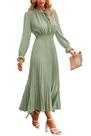 Vestido PRETTYGARDEN Midi Plissado com Poás e Pom Pom Vestido PRETTYGARDEN Midi Plissado com Poás e Pom Pom
