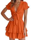 Vestido PRETTYGARDEN Mini com Babados, Decote V e Manga Curta - P Vestido PRETTYGARDEN Mini com Babados, Decote V e Manga Curta - P