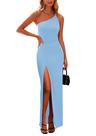 Vestido PRETTYGARDEN Ombro Único com Alça Fina Azul Céu M