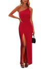 Vestido PRETTYGARDEN Ombro Único com Alça Fina Vermelho XL Vestido PRETTYGARDEN Ombro Único com Alça Fina Vermelho XL