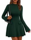 Vestido PRETTYGARDEN Outono 2025 Verde Escuro Manga Sino M