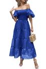 Vestido PRETTYGARDEN talla XX grande, manga abullonada azul, maxi
