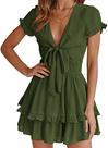Vestido PRETTYGARDEN Verano 2025 con escote en V y mangas cortas