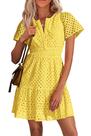 Vestido PRETTYGARDEN Verano 2025 Encaje Amarillo Talla S
